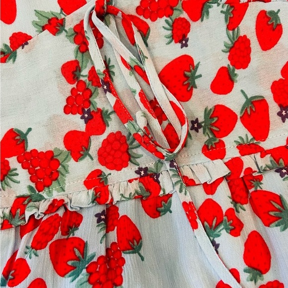Betsey Johnson Light Blue Red Strawberry Vintage inspo Midi Dress extra small - Picture 7 of 15